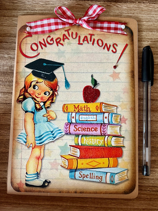 Vintage Graduation Memory Book Guest Book - Congratulations Girl!