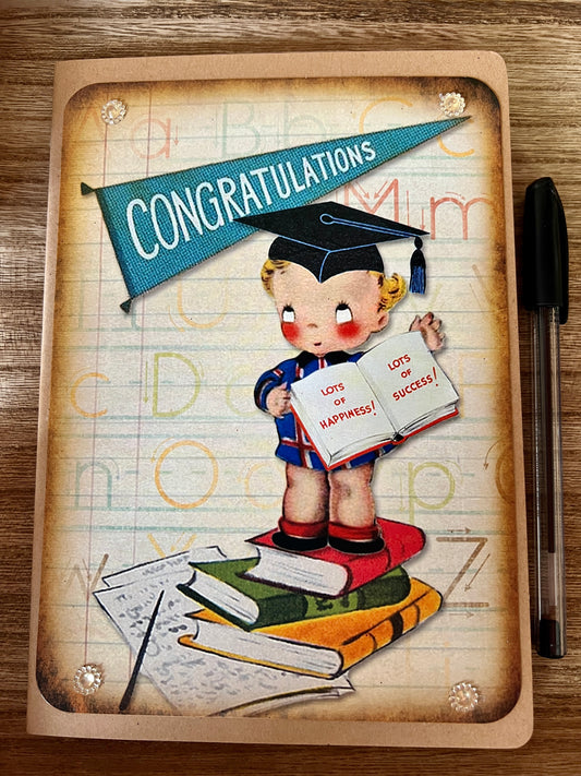 Vintage Graduation Memory Book Guest Book - Our Little Guy